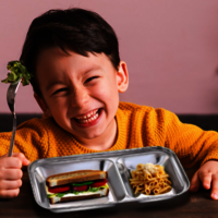 Stainless Steel Vadapav Dish - 2-section Divided Plate | Durable, Eco-friendly, Dishwasher Safe, Kids Friendly, Spill Proof, Easy Storage