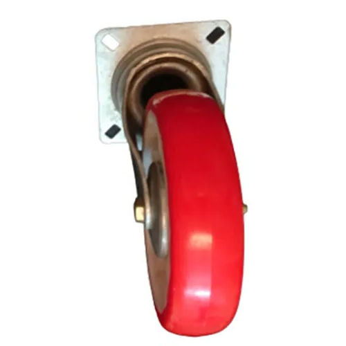 Red Pu I-let Plate Industrial "V.i.p" Wheel Castor - 200 X 50 X 4 Mm - Height: 10 Inch (In)