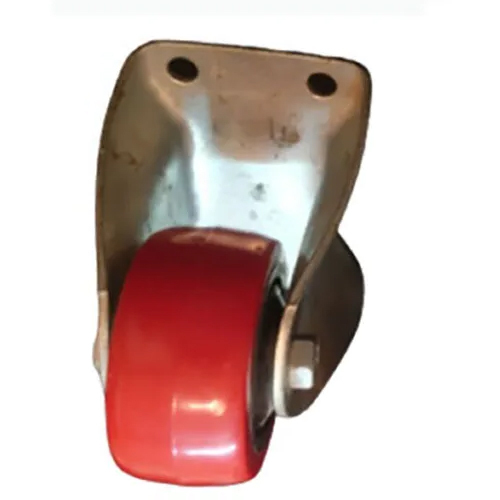 Red Pu Fixed Industrial "V.I.P" Wheel Castor 100 X 50 X 3 Mm - Height: 5 Inch (In)