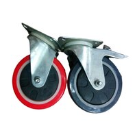 Pu Red And Gray Wheel Plate And Lock "v.i.p" Wheel Castor 125 X 40 X 2.5 Mm - Color: Black/blue