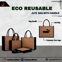 Eco Reusable Jute Bag With Handle - Color: Wheat Colour