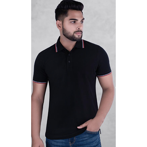 225GSM Cotton Tipping UCB Black Polo T-Shirt