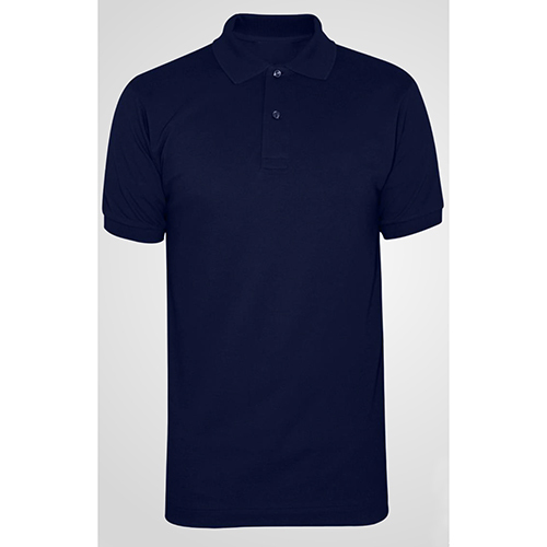 Dry-Fit Cotton Blend UCB O-Neck Navy Blue T-Shirt - Male, Plain Pattern, Short Sleeves