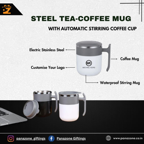 Steel Tea-Coffee Mug With Automatic Stirring Coffee Cup