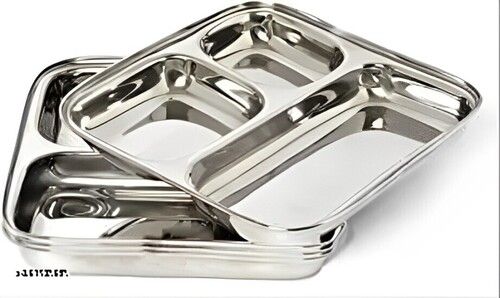 Silver Stainless Steel 3 In 1 Compartment Dish