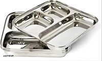 Stainless Steel 3 In 1 Compartment Dish - Durable 250-280g Heavyweight Design, Silver Color | Versatile Partition Bhojan Thali For Everyday Use