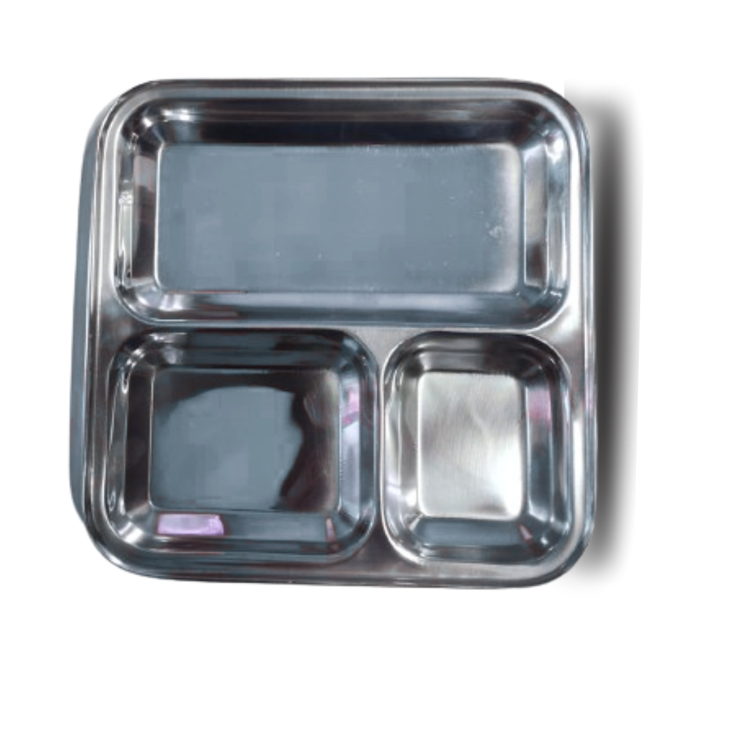 STAINLESS STEEL 3 IN 1 COMPARTMENT DISH