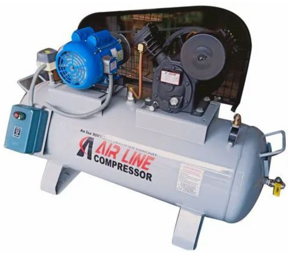 Air Line Compressor - 5 HP Electric DC, 220 L Tank Capacity | Two Stage Air Cooled, Automatic Lubricated System