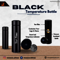 Black Steel Vacuum Temperature Water Bottle, 500 ml