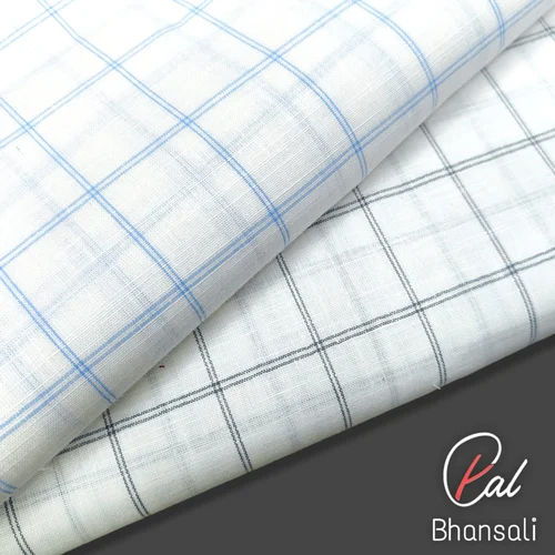 Checks linen shirting fabric