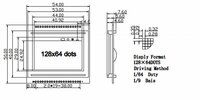 128*64 STN Yellow green COB graphic lcd module with S6B0107 Control IC