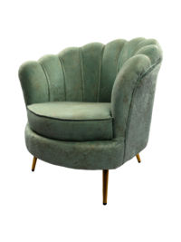 Adhunika Wooden Lounge Chair Fabric-Light Green