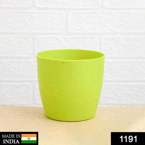 Flower Pots Round Shape For Indoor / Outdoor Gardening - Plastic 14x14 cm Multicolor | UV Resistant Drainage Holes Lightweight