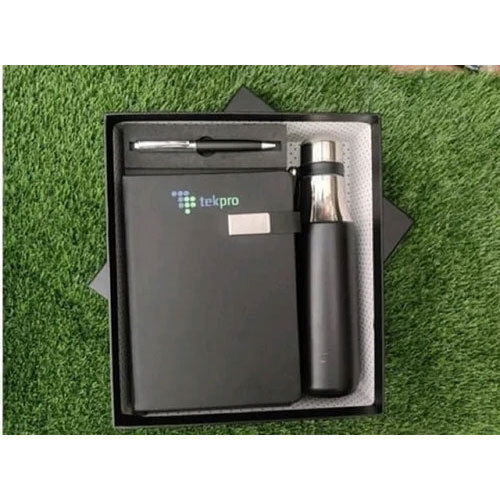 Black 3 In 1 Executive Gift Set Bottle, Note Book And Pen