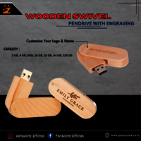 Wooden USB Swivel Flash drive With Branding