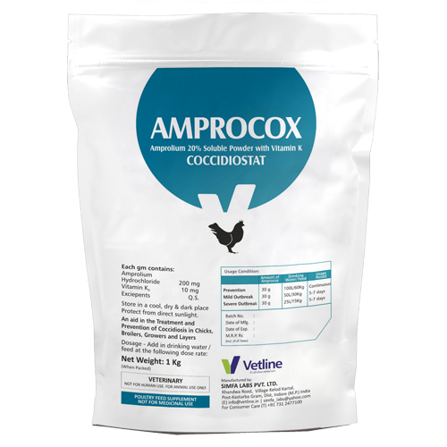 Amprocox Amprolium 20% with Vitamin K3 Water Soluble Powder