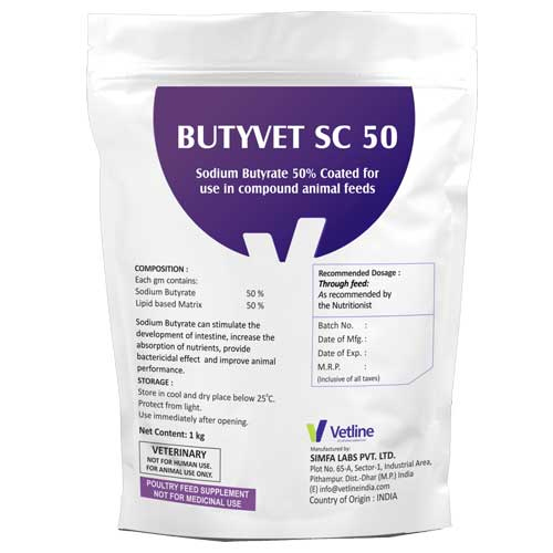 Butyvet SC 50 Sodium Butyrate 50% Compound Animal Feeds