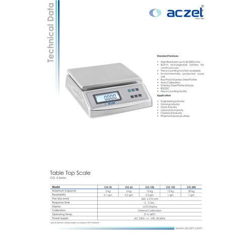 Aczet CG-3S Stainless Steel Table Top Scale