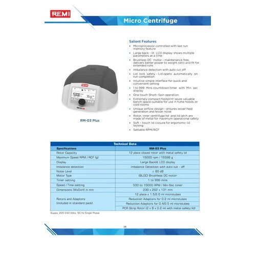 Remi Rm-03 Plus Micro Centrifuges