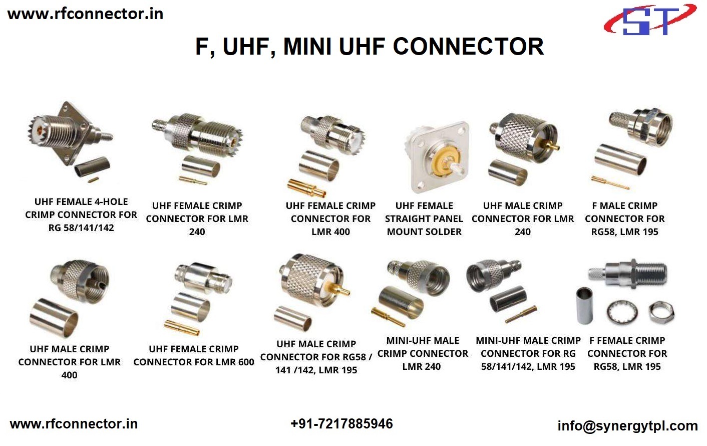 UHF Male Connector For Half Inch LDF cable