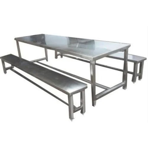 Stainless Steel Canteen Table With Bench