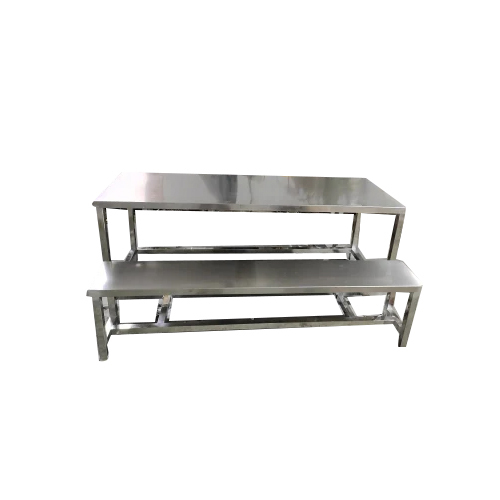 6 Seater Stainless Steel Canteen Table With Bench
