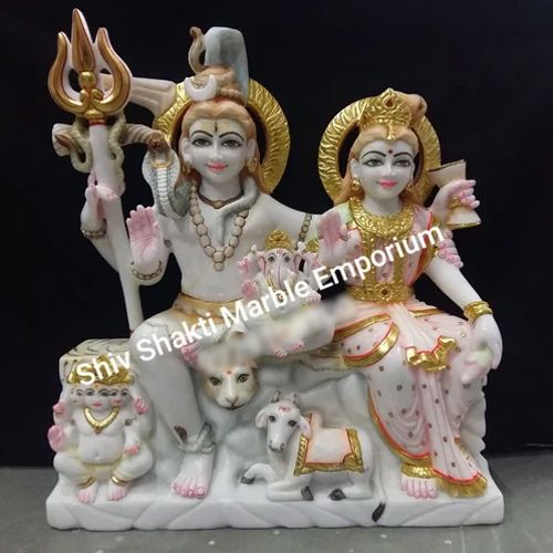 Marble Shiv Parivar Statue - Durable Marble, Customized Size , Intricate Carving with Polished Finish