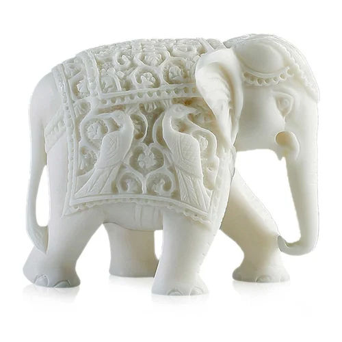 White Marble Elephant Statue