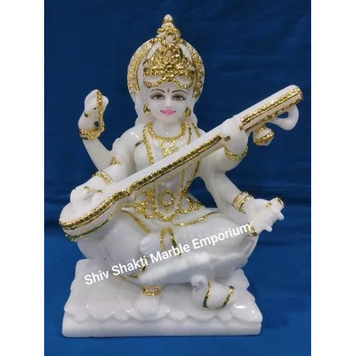 Saraswati Mata Marble Statue