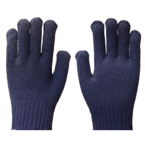 Navy Blue Cotton-Polyester String Knit Gloves