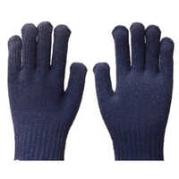 Navy Blue Cotton-polyester String Knit Gloves