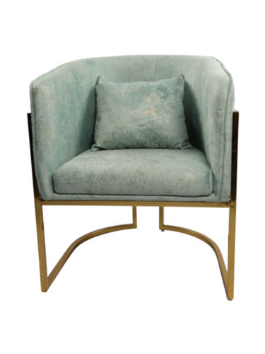 Adhunika Lounge Chair with Golden Frame-Light Green