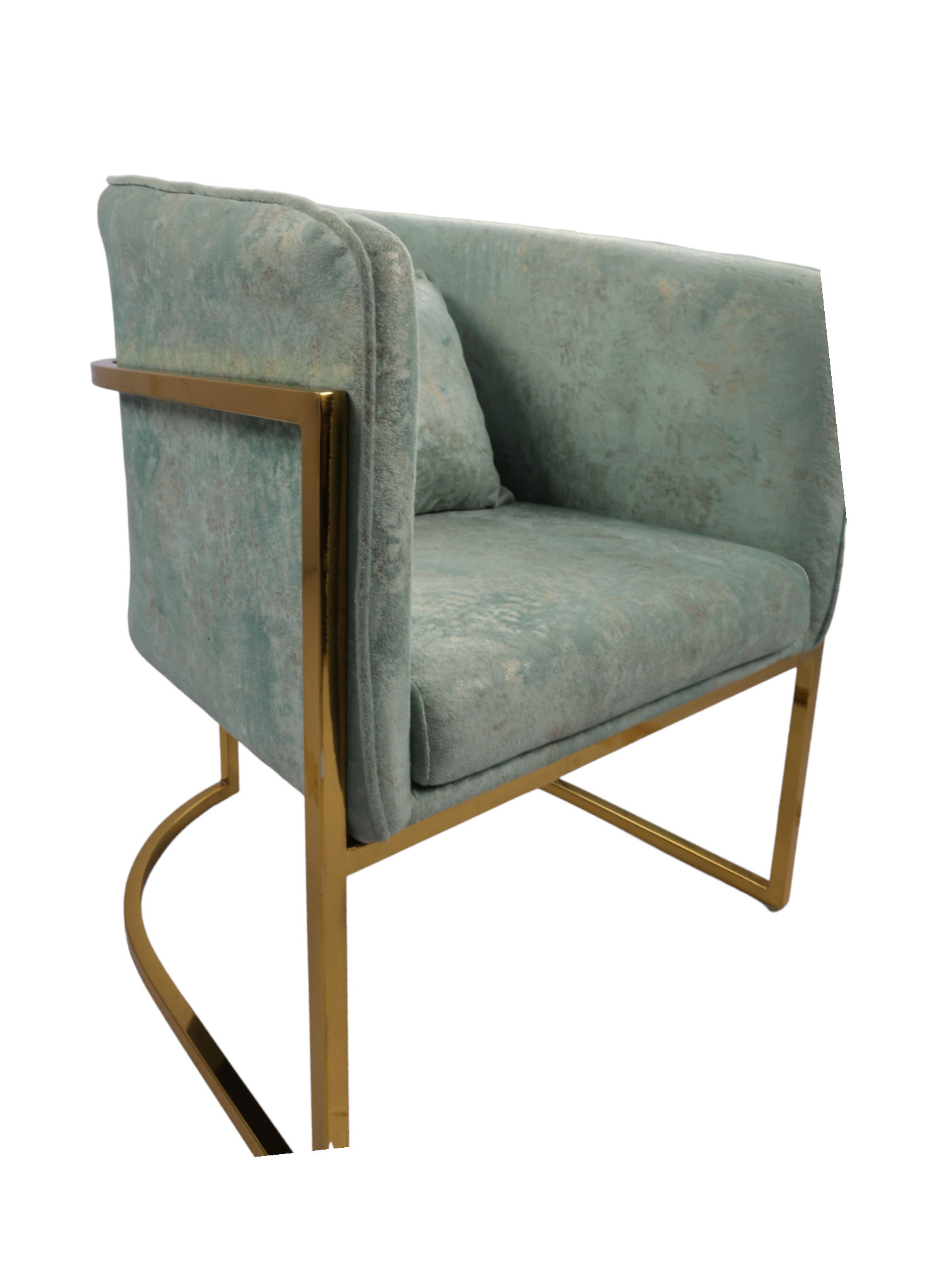 Adhunika Lounge Chair with Golden Frame-Light Green