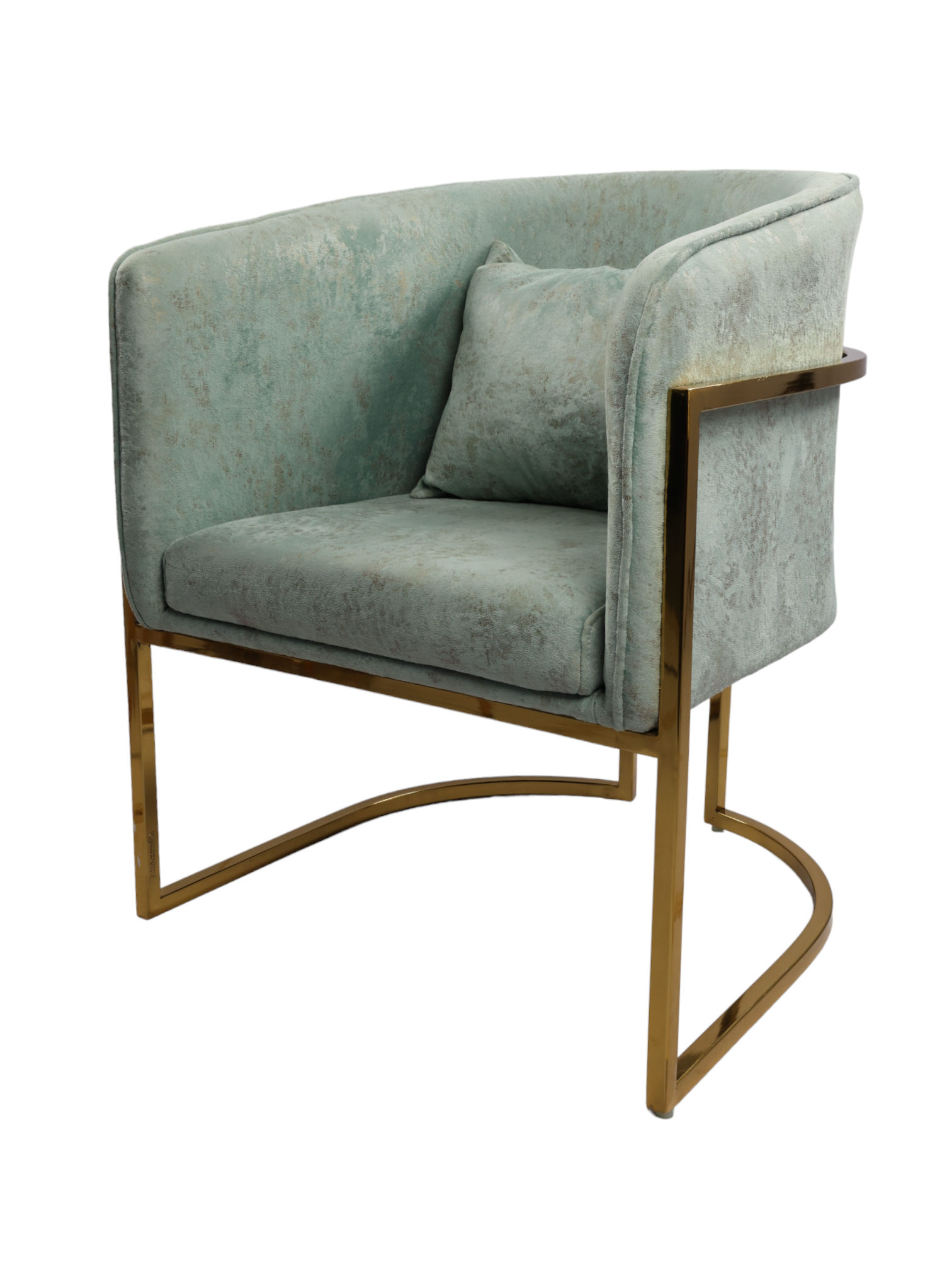 Adhunika Lounge Chair with Golden Frame-Light Green