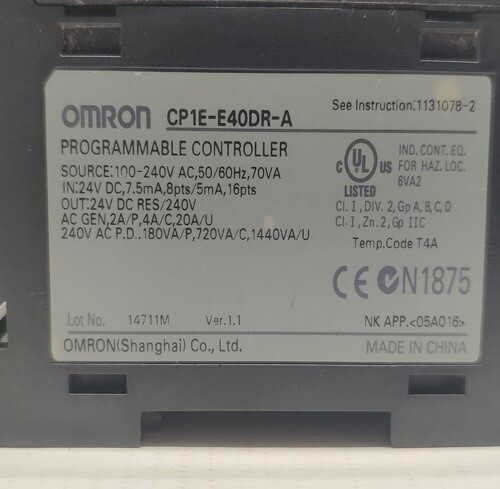 OMRON CP1E-E40DR-A PROGRAMMABLE CONTROLLER