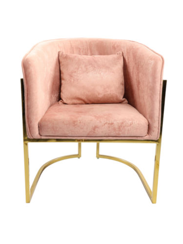 Adhunika Lounge Chair with Golden Frame-Pink