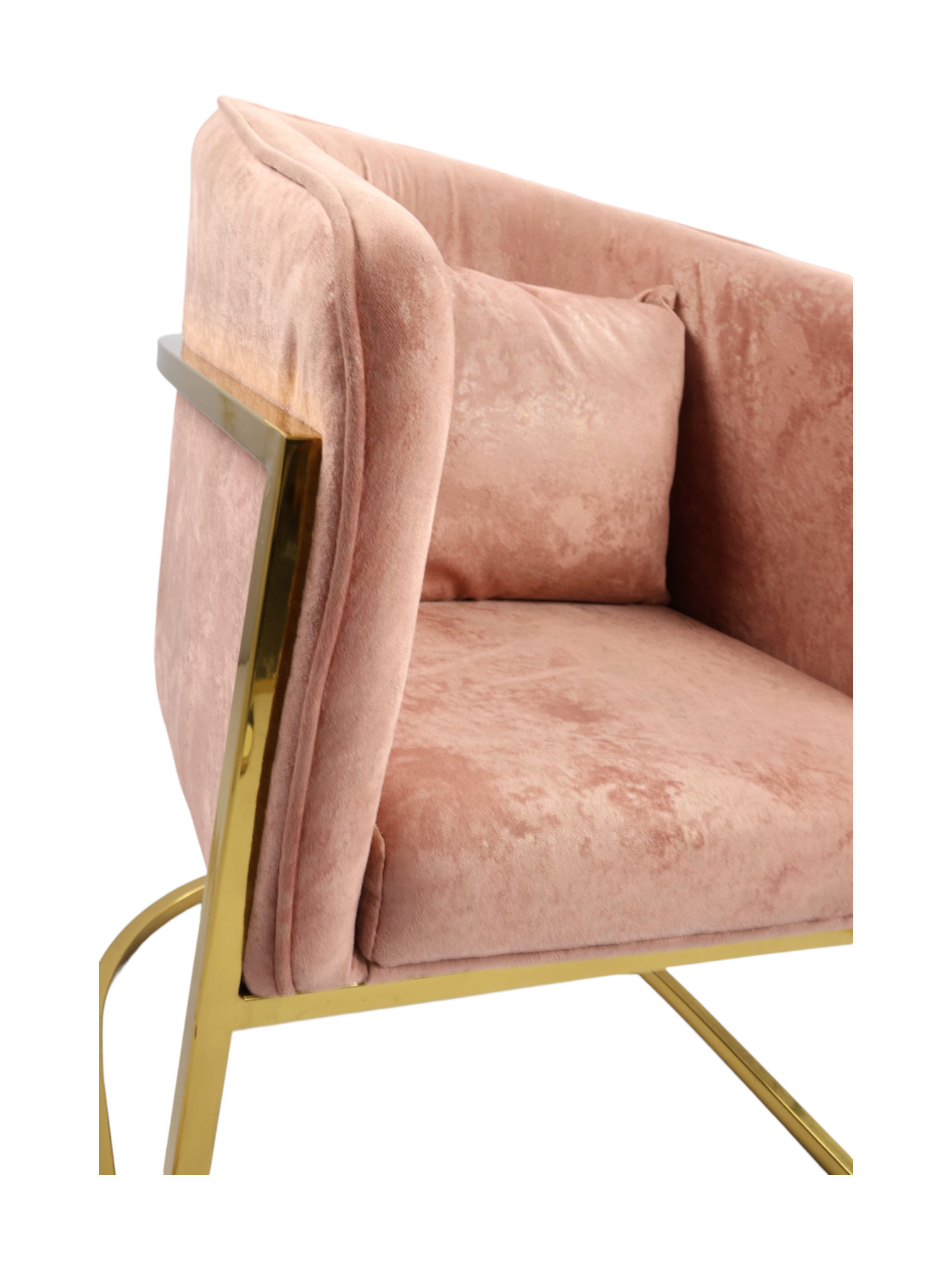 Adhunika Lounge Chair with Golden Frame-Pink