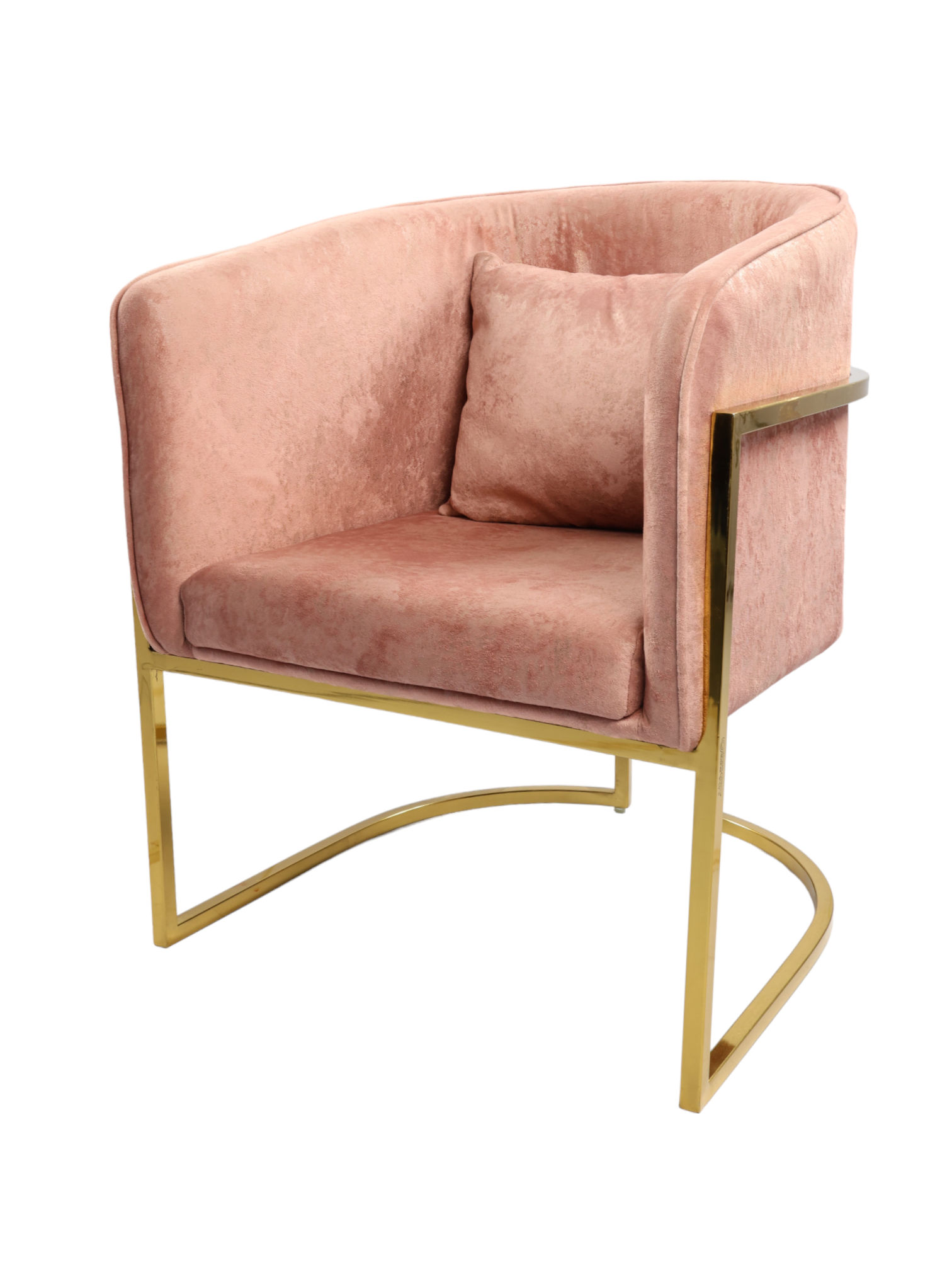 Adhunika Lounge Chair with Golden Frame-Pink