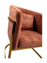 Adhunika Lounge Chair with Golden Frame-Pink