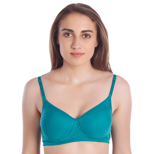 Ladies Cotton Blend Green Padded Bra