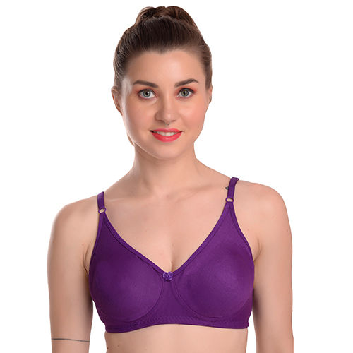 Ladies Cotton Blend Purple Non Padded Bra