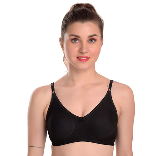 Ladies Cotton Blend Black Non Padded Bra