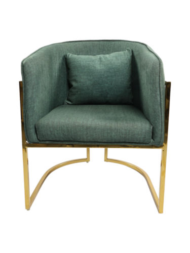 Adhunika Lounge Chair with Golden Frame-Dark Green