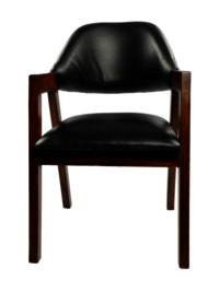 Adhunika Wooden Visitor Chair - Teak Wood, 34x22 Inches, Black Walnut Finish | Unique Handcrafted Design, Easy to Clean, Lightweight, Stackable, Leatherette Fabric