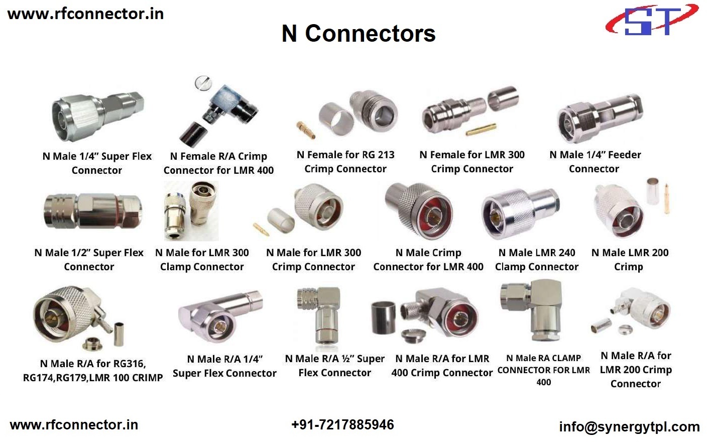 N Female Crimp Connector for LMR 200 cable