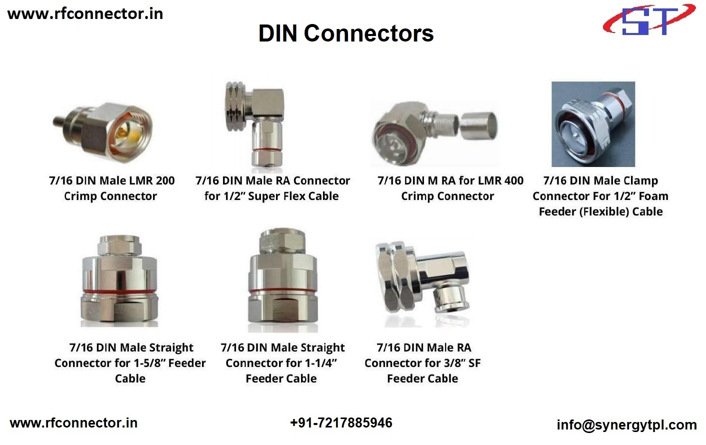 DIN Female Connector For One By Quarter Inch LDF cable