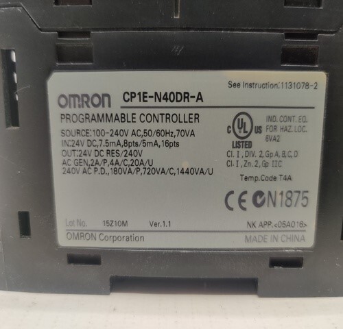OMRON CP1E-N40DR-A  PROGRAMMABLE CONTROLLER