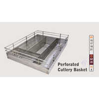 Perforated Cutlery Basket - Stainless Steel Material, Metallic Silver Color | Modern Design, Durable Metal Frame, Efficient Utensil Organization