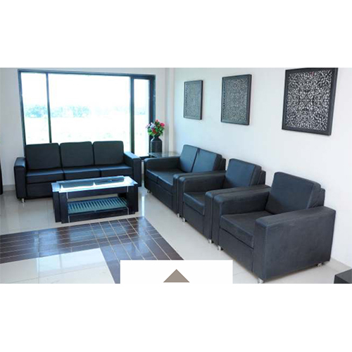 CS 01 Black Leather Office Sofa