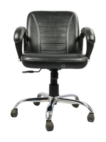 Adhunika Low Back Chair Leather-Black